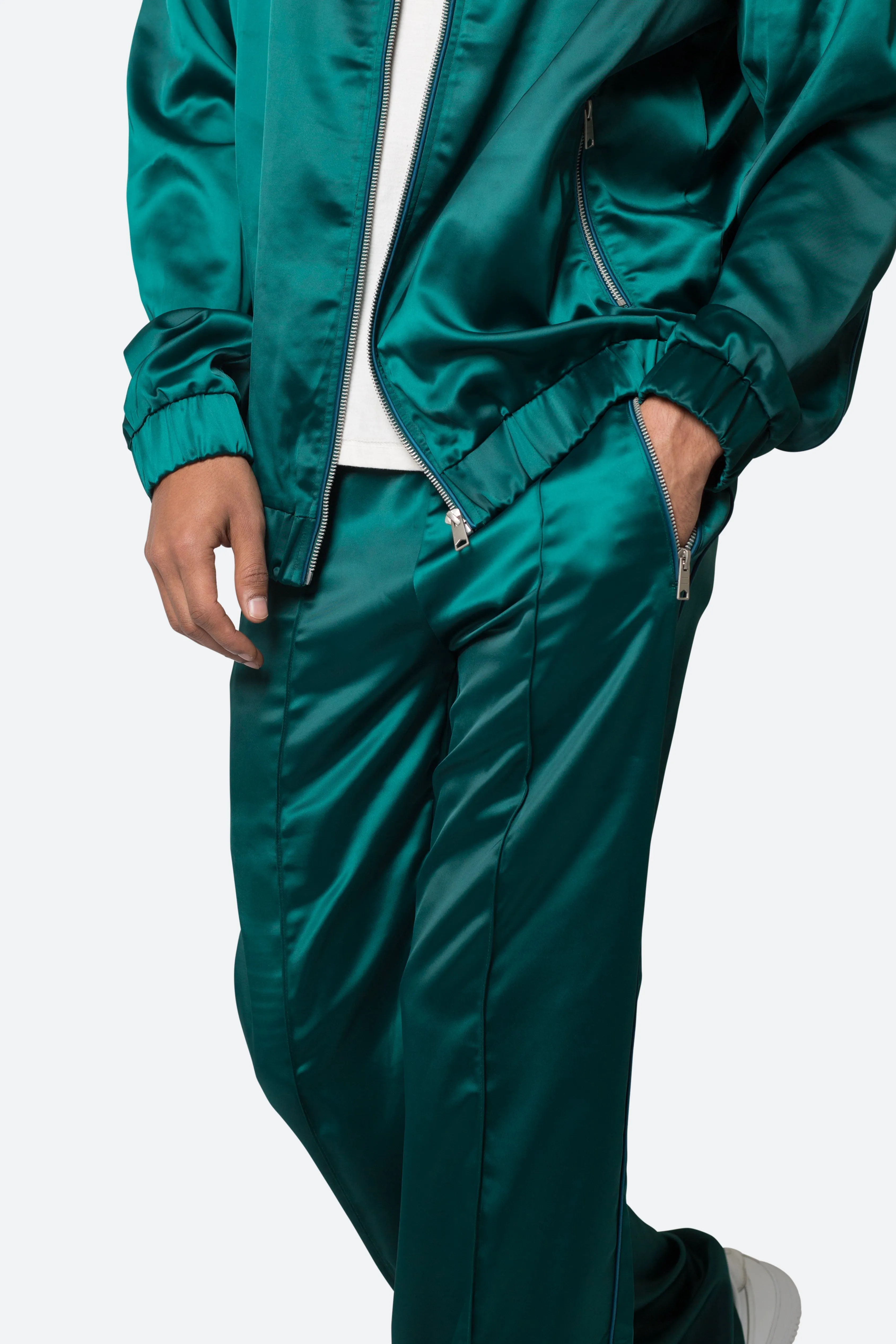 Satin Stacked Pants - Green