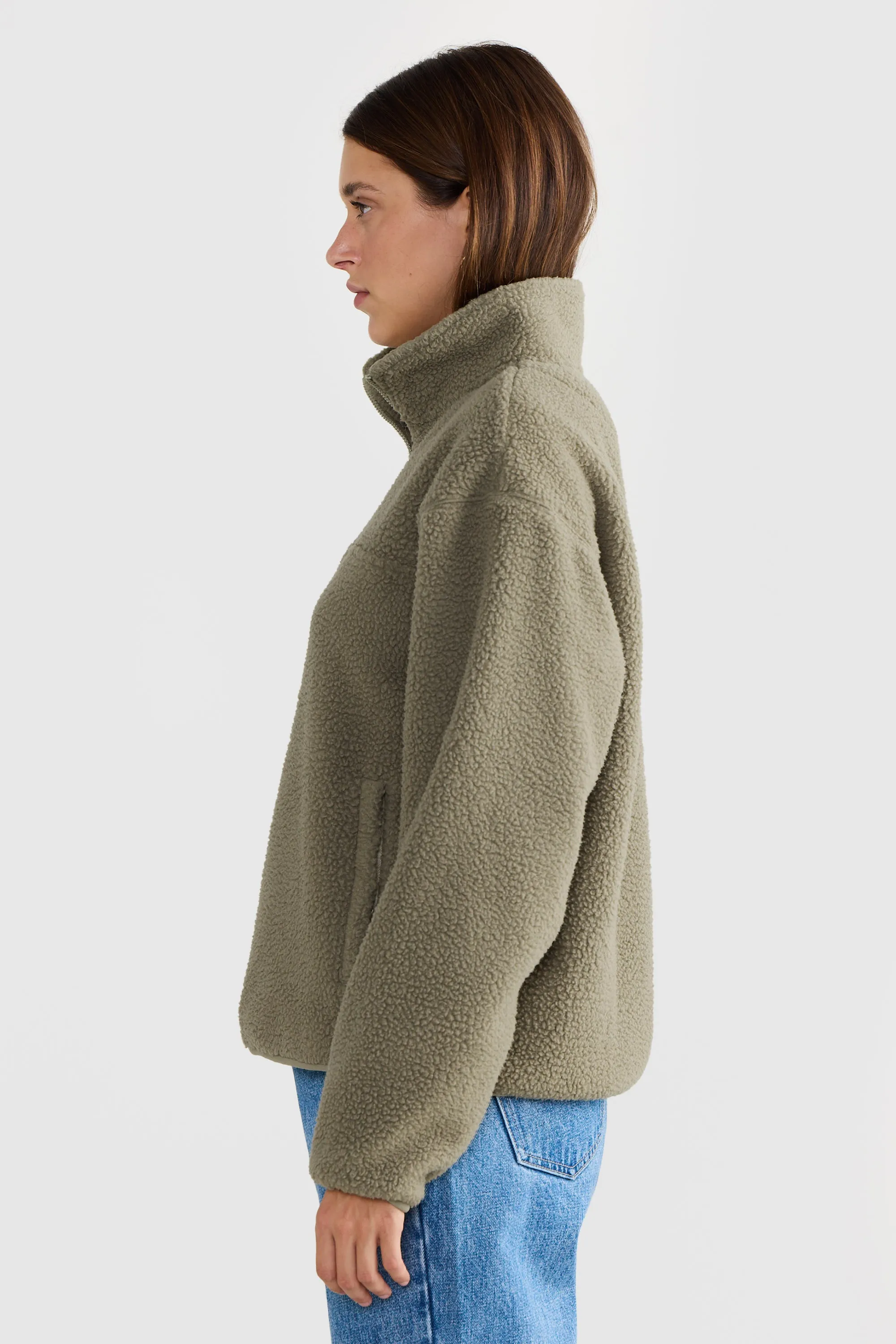 Sherpa Fleece Quarter Zip Moss