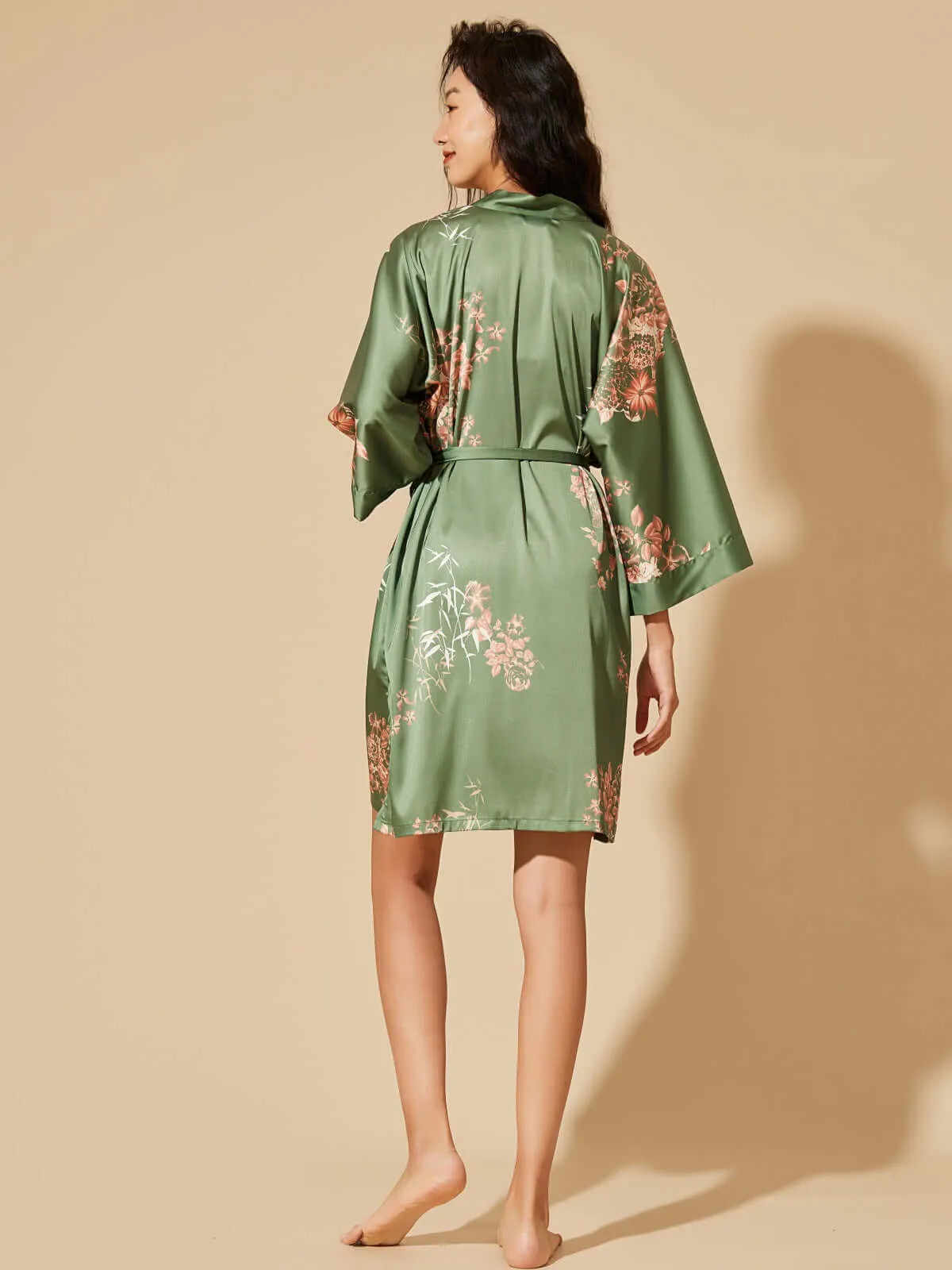 Short Kimono Robe Olive