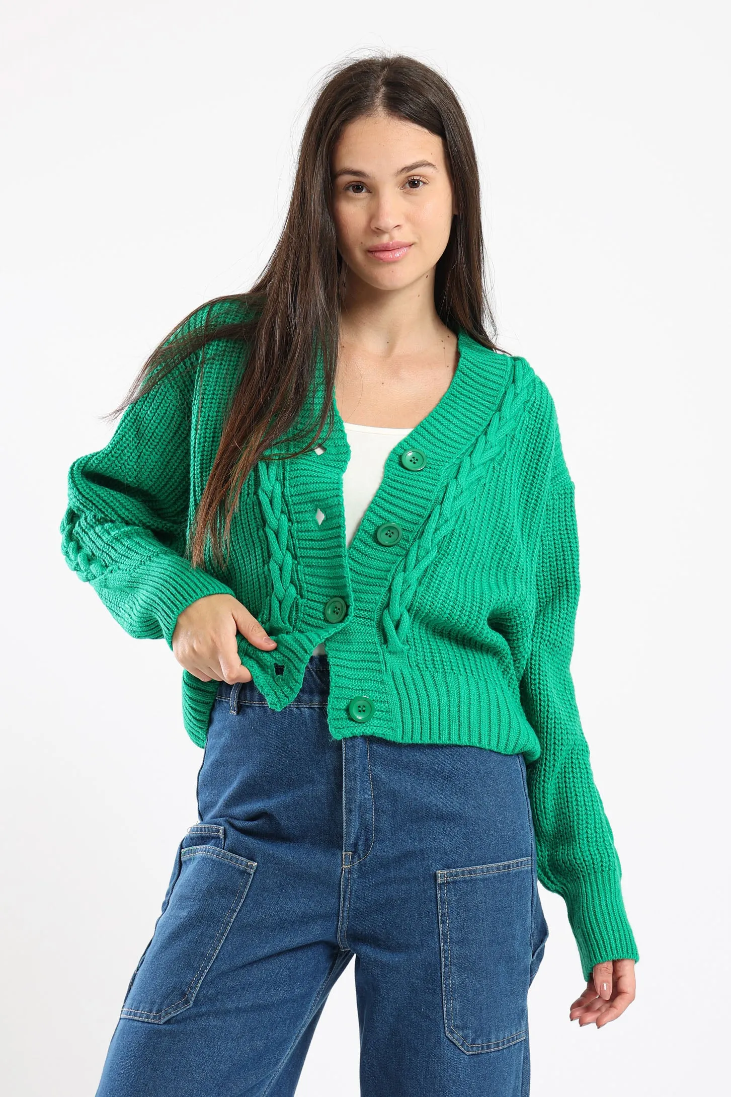 SNUGGLE KNIT CARDIGAN - GREEN