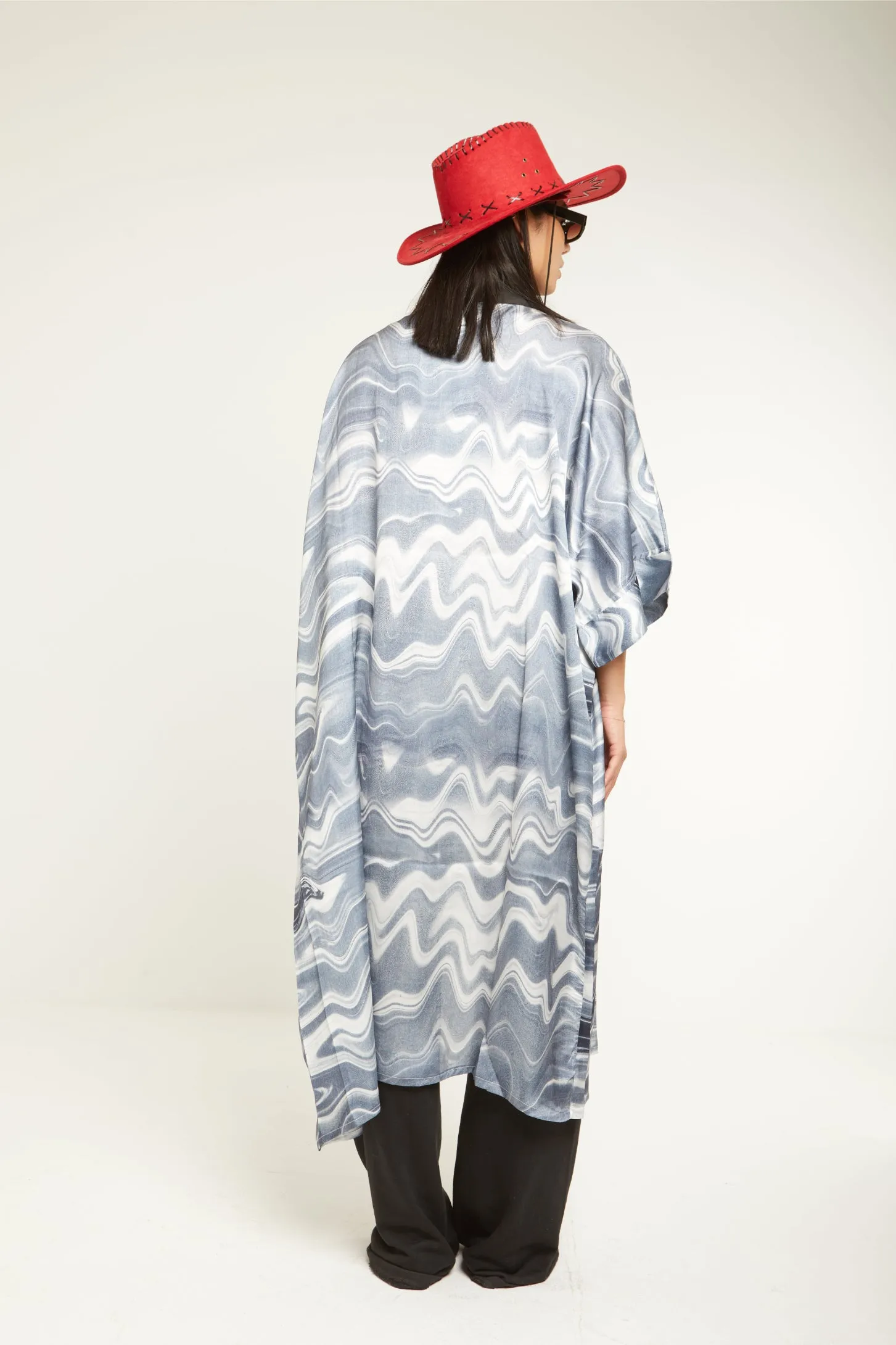 SWIRLY SATIN KIMONO