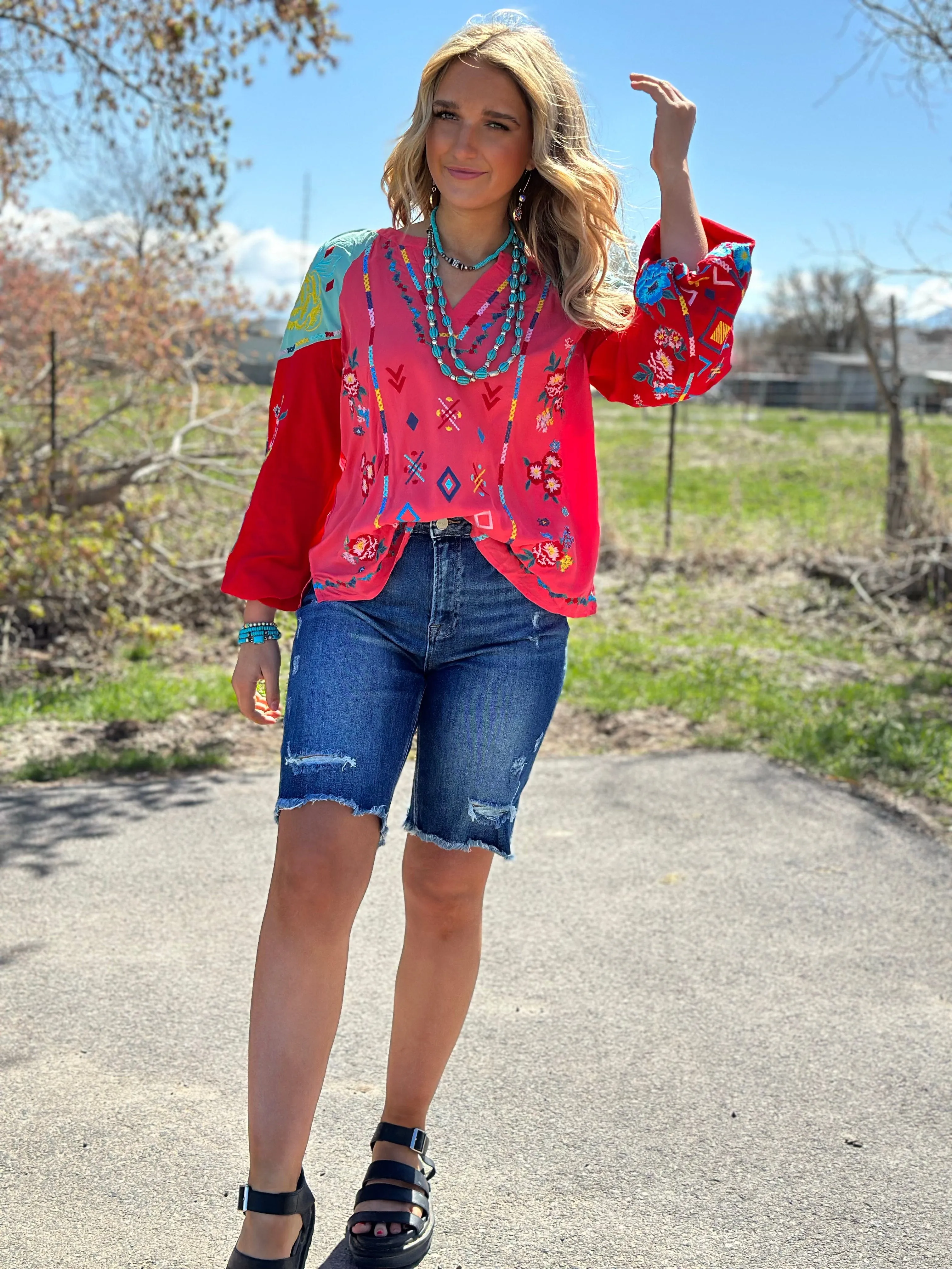 The Fall Let’s  Fiesta Embroidered Top